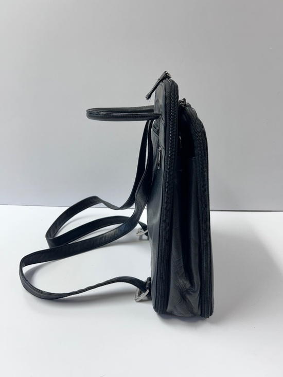 Tignanello Black Leather Backpack 3 Separate Sections Zipper Snap main image 7